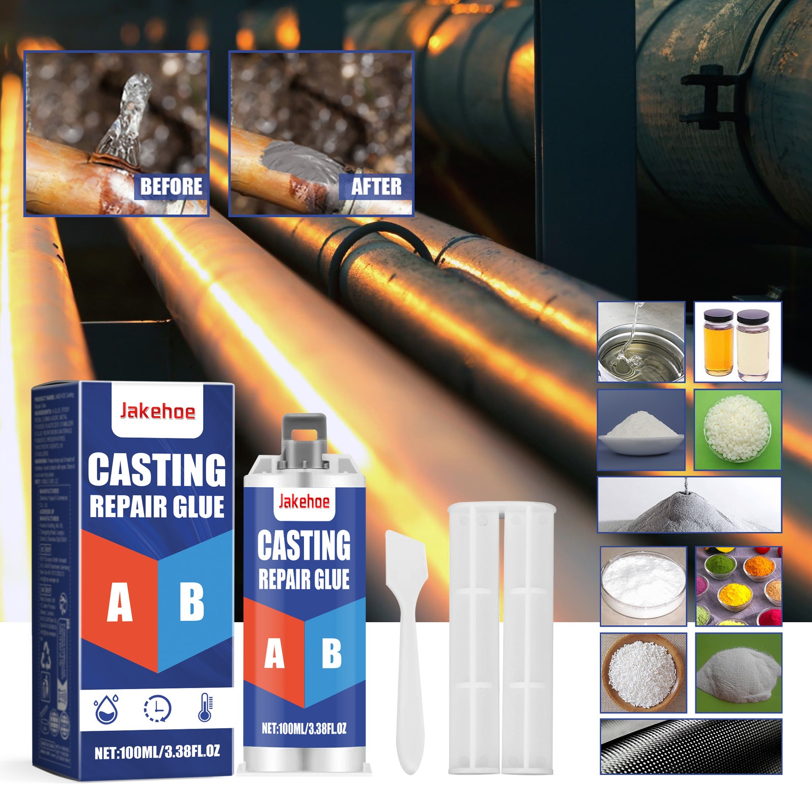 Main product image of AB Casting Glue Metal Repair Compound, Waterproof, Quick-Drying