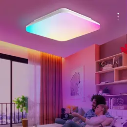 Product image of Square RGBCW Panel Ceiling Light, 24W, Remote Control, Dimmable