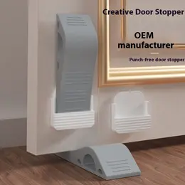 Product image of Gray Arch Rubber Door Stopper, Windproof, Punch-Free Installation