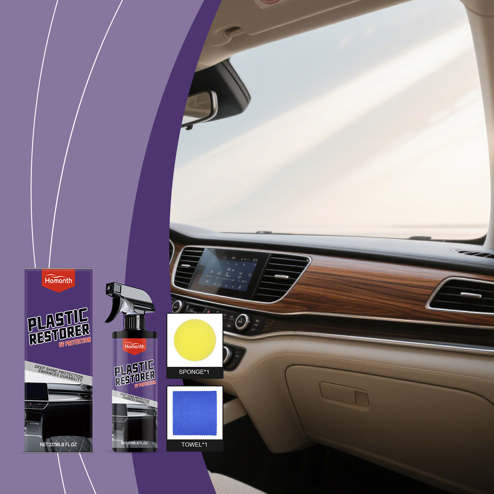 Main product image of Automotive Interior Plastic and Dashboard Care Spray with Gloss Finish