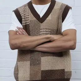 Product image of Men's Collared Knitted Vest, Geometric Pattern