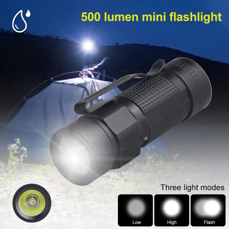 Main product image of Portable Waterproof LED Flashlight with Integrated Clip