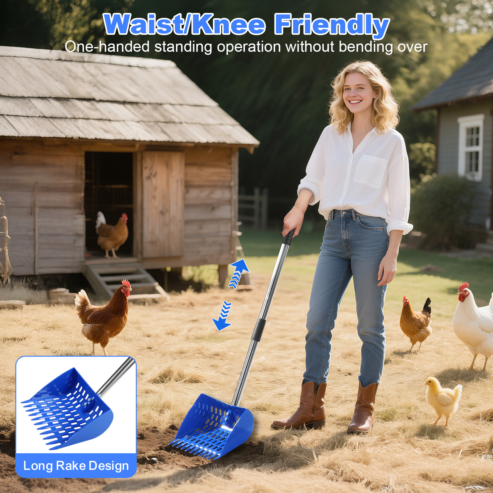 Main product image of 2-in-1 Manure Shovel and Rake, Sieve Function