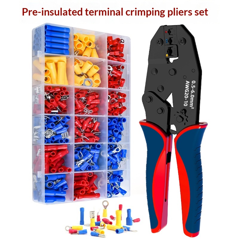 Main product image of 9-inch High-carbon Steel Crimping Pliers 30J with 370-piece Terminal Set