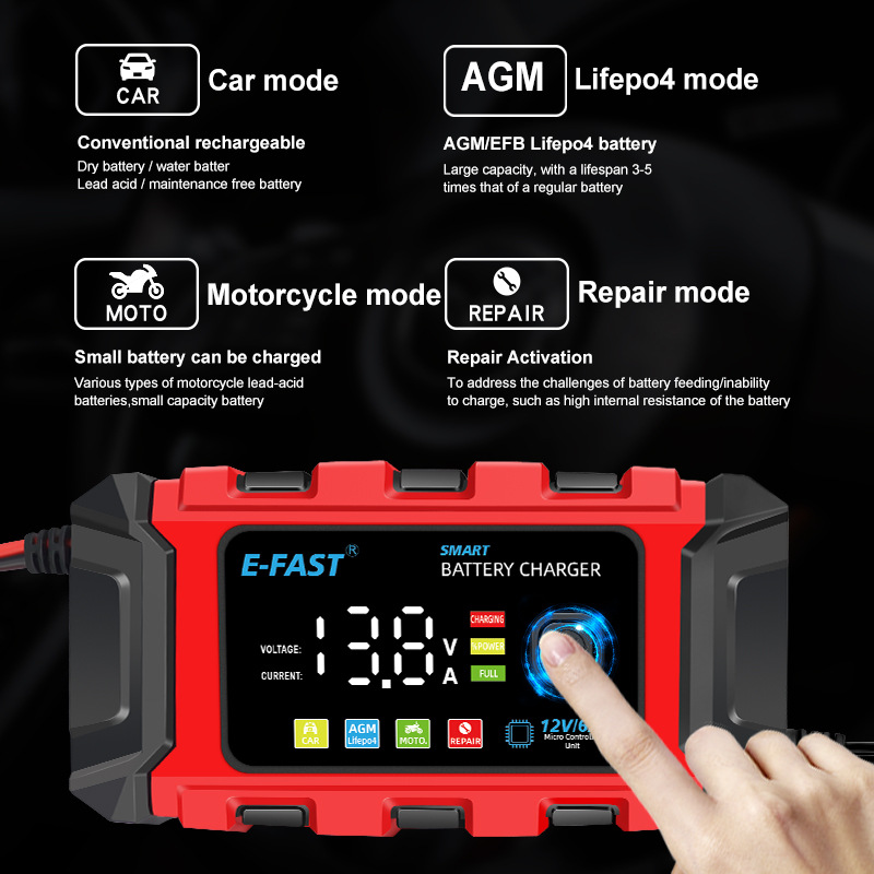 Main product image of 12V LiFePO4 and Lead-Acid Automotive Battery Charger