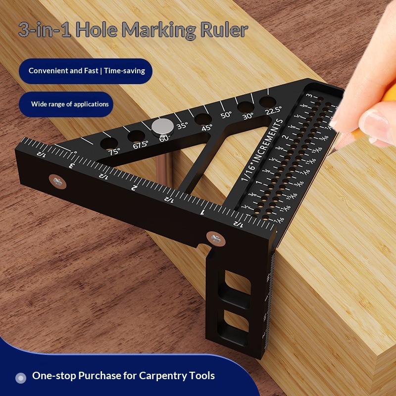 Main product image of Woodworking Layout Square with Triangle Hole Gauge