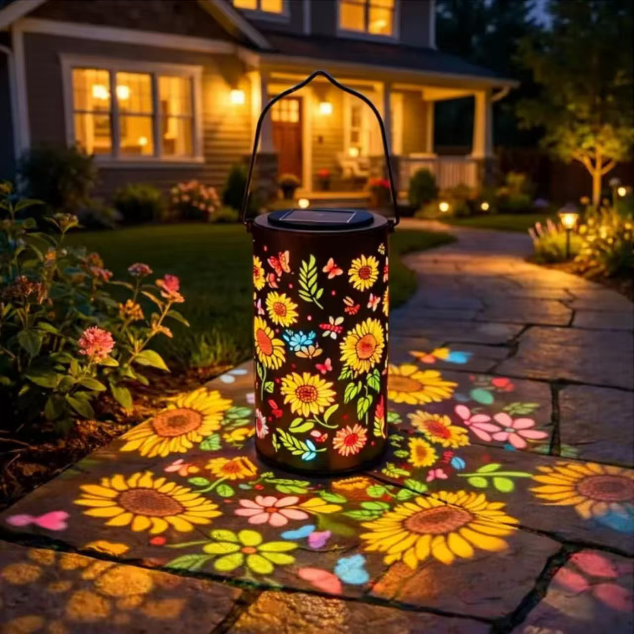 Main product image of Solar-Powered Courtyard Lamp with Sunflower Design