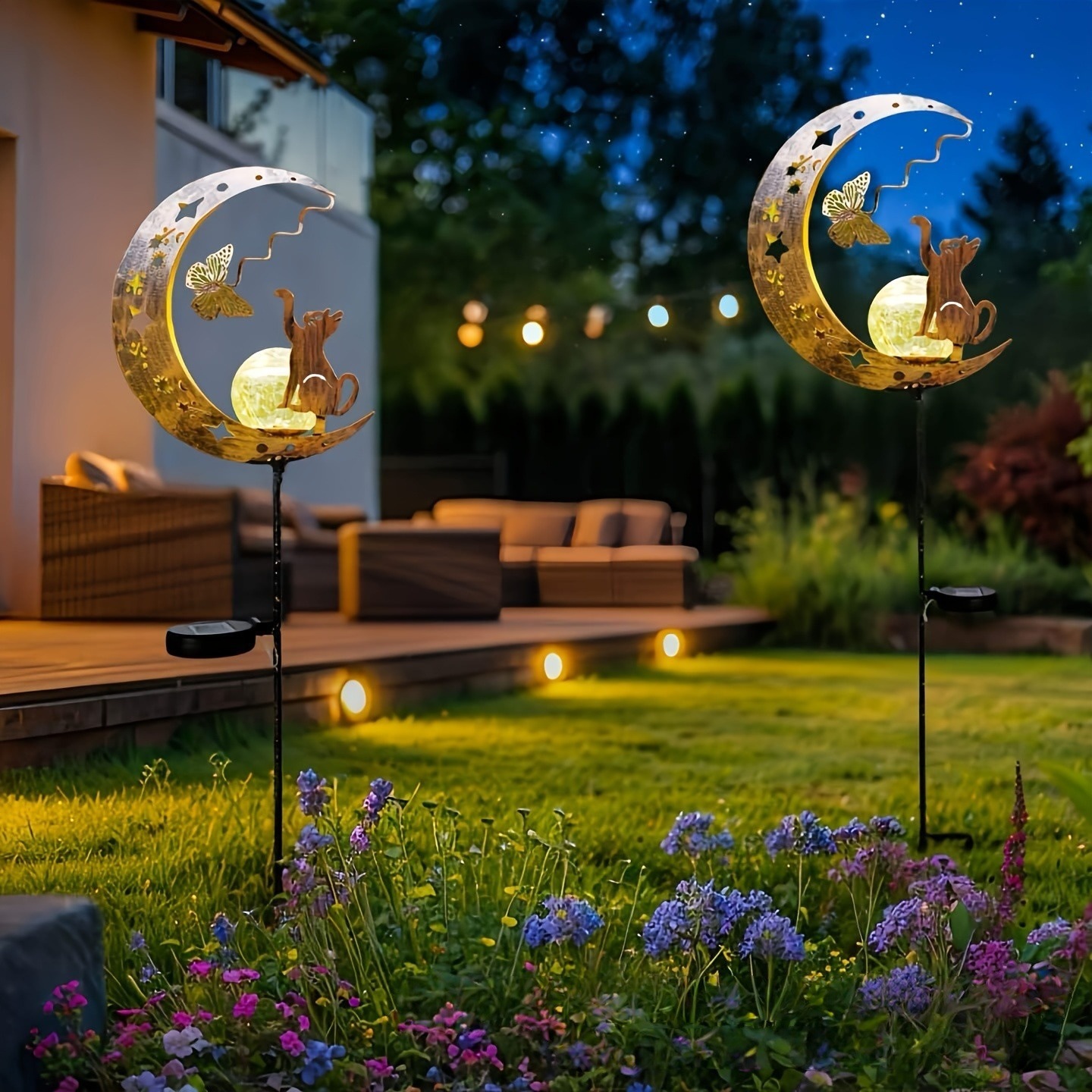 Main product image of Wrought Iron Solar-Powered Outdoor Garden Light