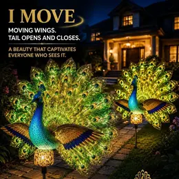 Product image of Outdoor Solar Powered Peacock Garden Sculpture