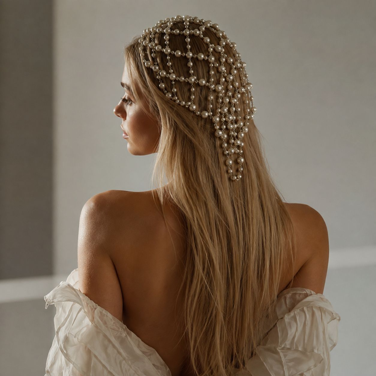 Main product image of Lace and Pearl Hair Chain Headpiece Accessory