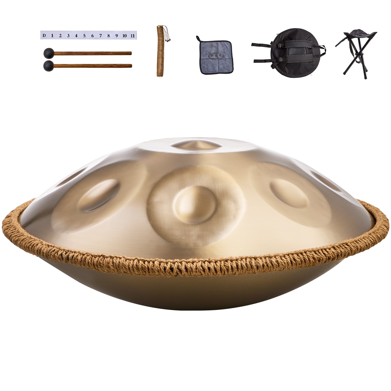 Main product image of Handpan Drum, 22 In, 10 Notes, D Minor Scale, with Mallet