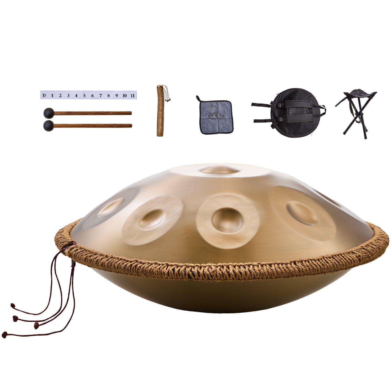 Main product image of 22 In Steel Handpan Drum, 9 Notes, D Minor, with Mallets