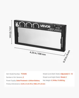 Product image of Auto Darkening Welding Lens, 4.25x2", Shade 5-13, True Color, Dual Sensors