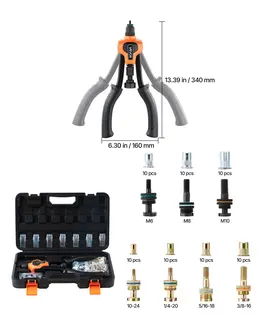 Product image of 14-Inch Two-Handed Rivet Nut Tool Kit, 7 Mandrels, 70 Nuts, M6-M10, 10-24 to 3/8-16 UNC