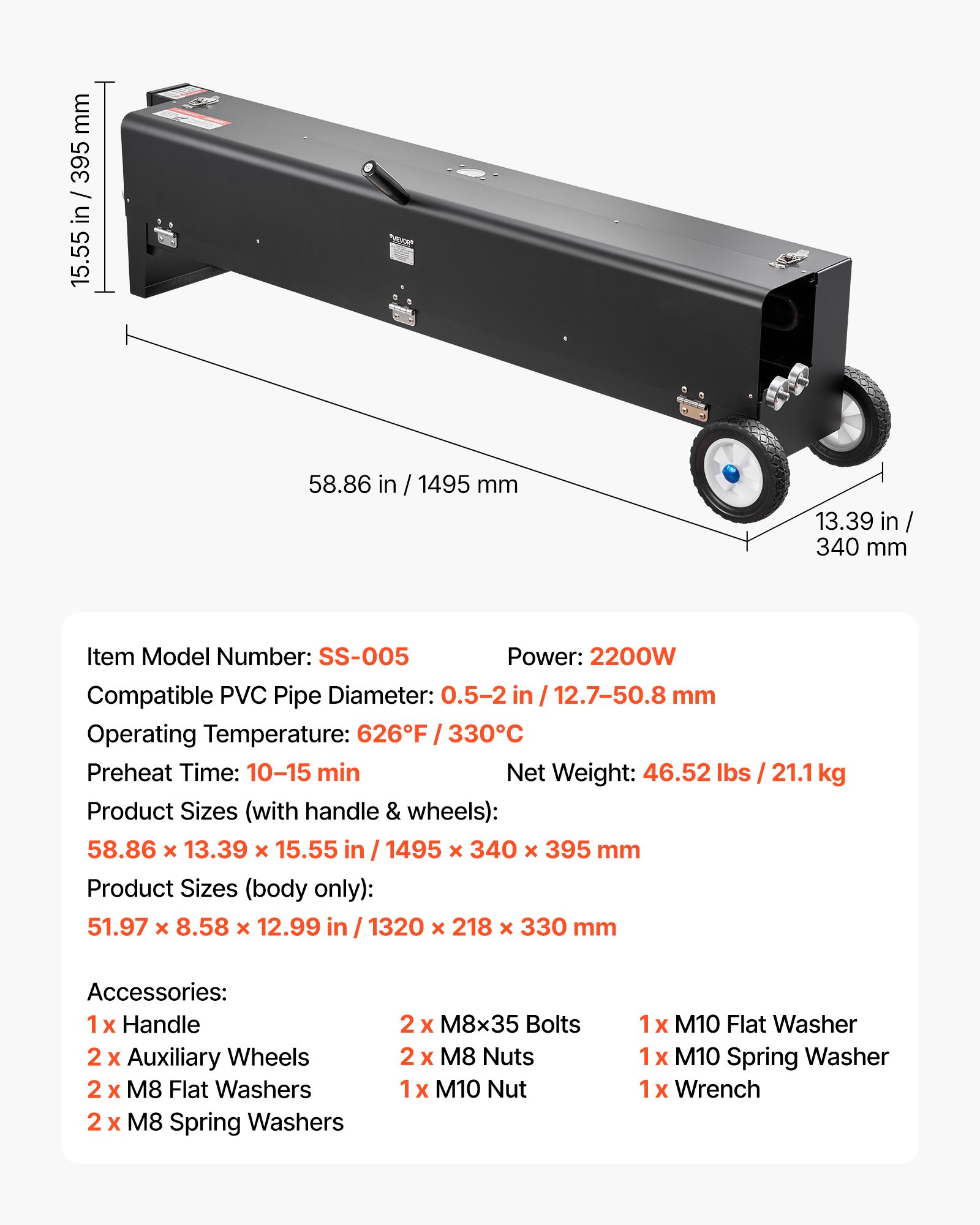 Main product image of Electric PVC Conduit Heater, 1/2" to 4", 2200W