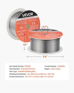 Product image of ER308L 0.03-inch 2 LBS Stainless Steel Solid MIG Welding Wire