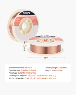 Product image of MIG Welding Wire, ER70S-6, Mild Steel, 0.03-inch, 10 LBS
