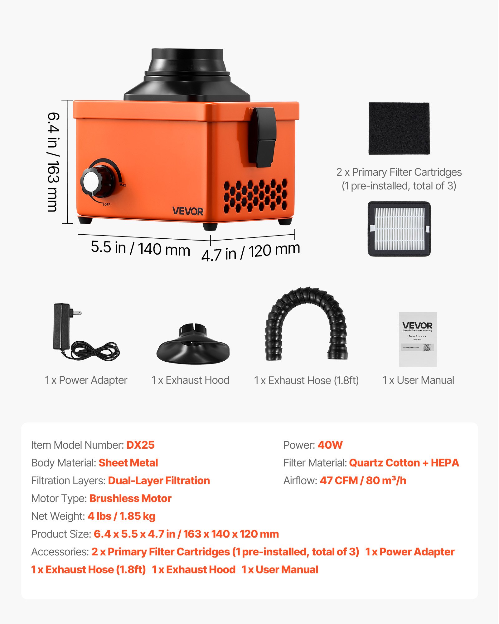 Main product image of Solder Fume Extractor, 40W Brushless, 80 M³/h, 2-Stage Filter, Adjustable Airflow