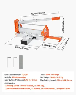 Product image of 12 Inch Floor Cutter for Vinyl, Laminate, Engineered Wood, 12mm Capacity