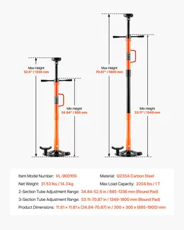 Product image of Underhoist Support Stand, 1 Ton (2204 Lbs), Adjustable, Self-Locking
