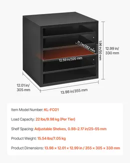Product image of Black MDF Literature Organizer, 5 Compartment, Adjustable Shelves