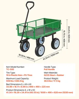 Product image of Rolling Steel Garden Work Seat, 500 LBS, Tool Tray, Adjustable Handle, Green