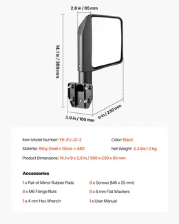 Product image of DOT-Certified Tube Door Side Mirrors for Jeep Wrangler/Gladiator/Cherokee