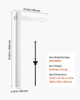 Product image of 6 Ft PVC Real Estate Sign Post with 36 In Arm, Holds 24 In, White (No Signs)