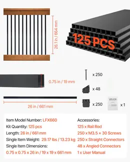 Product image of 125 Pack 3/4 In Square X 26 In Long Black Aluminum Deck Balusters with Connectors
