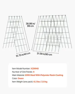Product image of A-Frame Garden Trellis, Metal, Rustproof, 38.98 x 15.75 In, 4-Pack