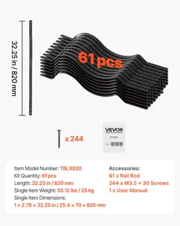 Product image of 61 Pack, 32.28 x 1 in. Black Galvanized Steel Wavy Deck Balusters with Screws