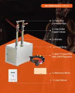 Product image of 2-Burner Portable Propane Forge, 2600℉, Large Square, Stainless Steel