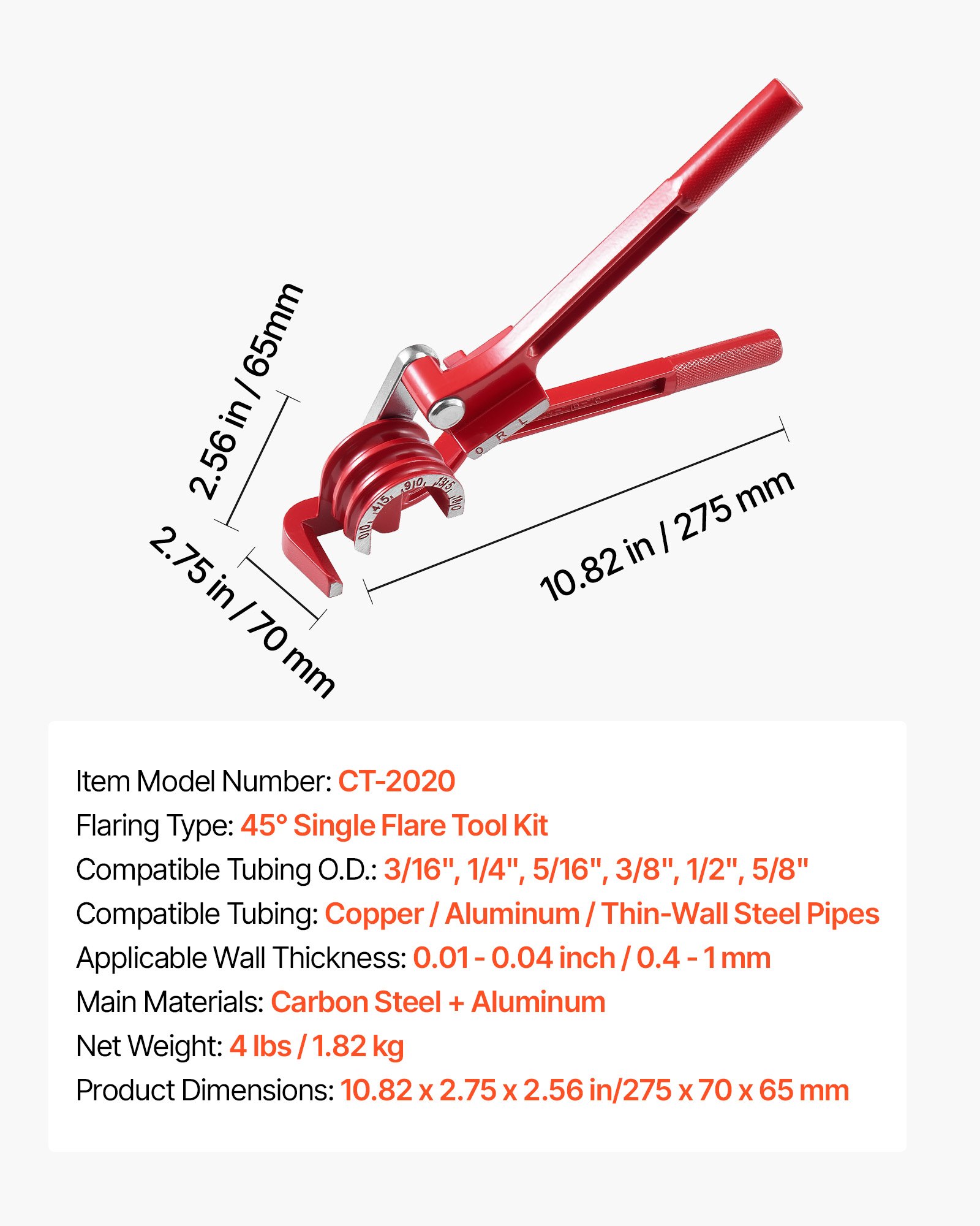 Main product image of 3/16" Brake Line Repair Kit, 45° Flaring Tool, 25ft Copper Line, Bender, Cutter