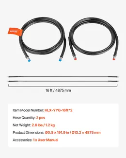 Product image of 16 Ft 2-Piece TPEE Hydraulic Outboard Steering Hose Kit, 304 SS Connector, 20 MPa