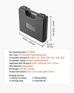 Product image of HVAC 45° Eccentric Flaring Tool, 3/16" - 3/4" Copper/Aluminum Tubes