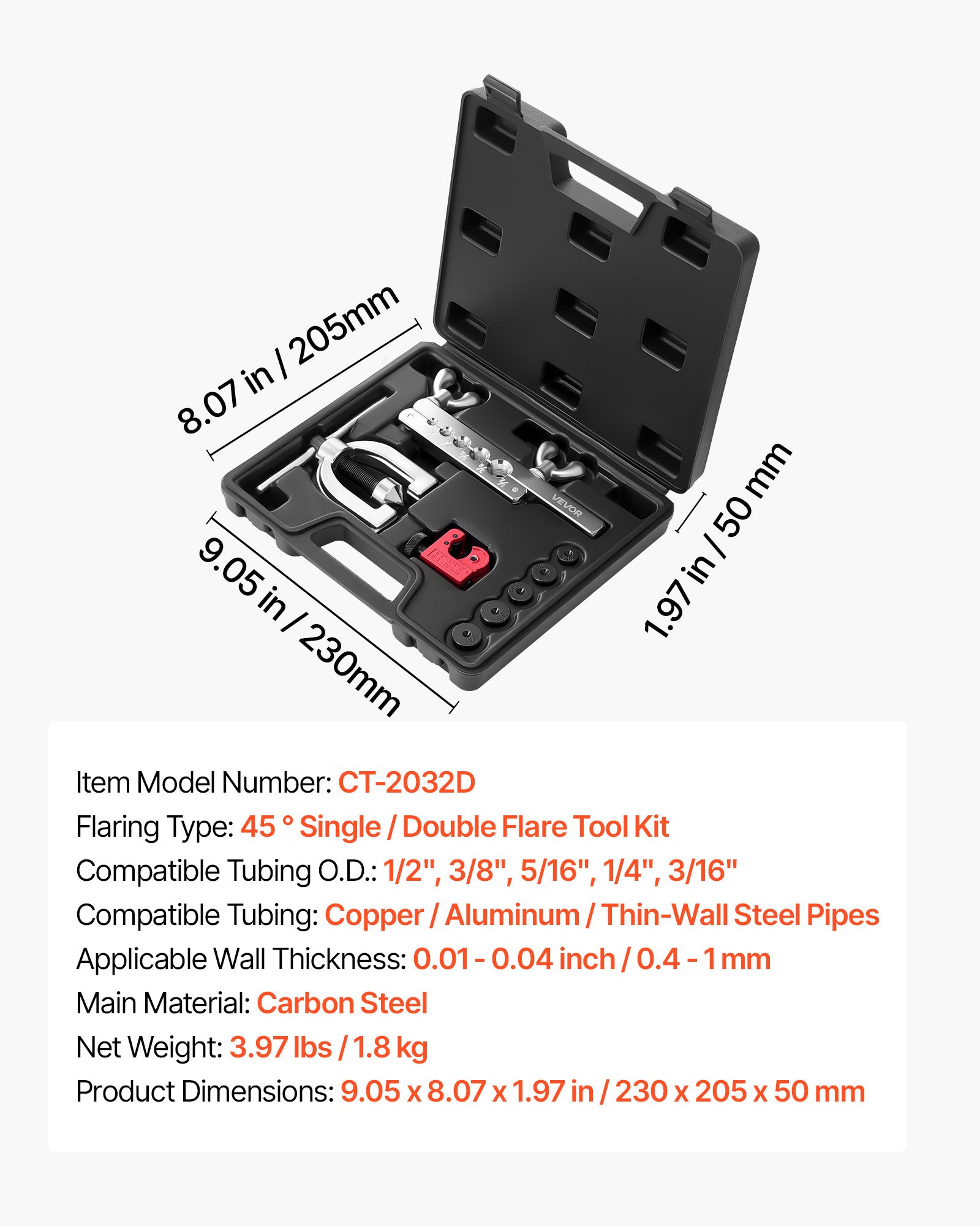 Main product image of 3/16" Brake Line Repair Kit, 45° Flaring Tool, 25ft Copper Line