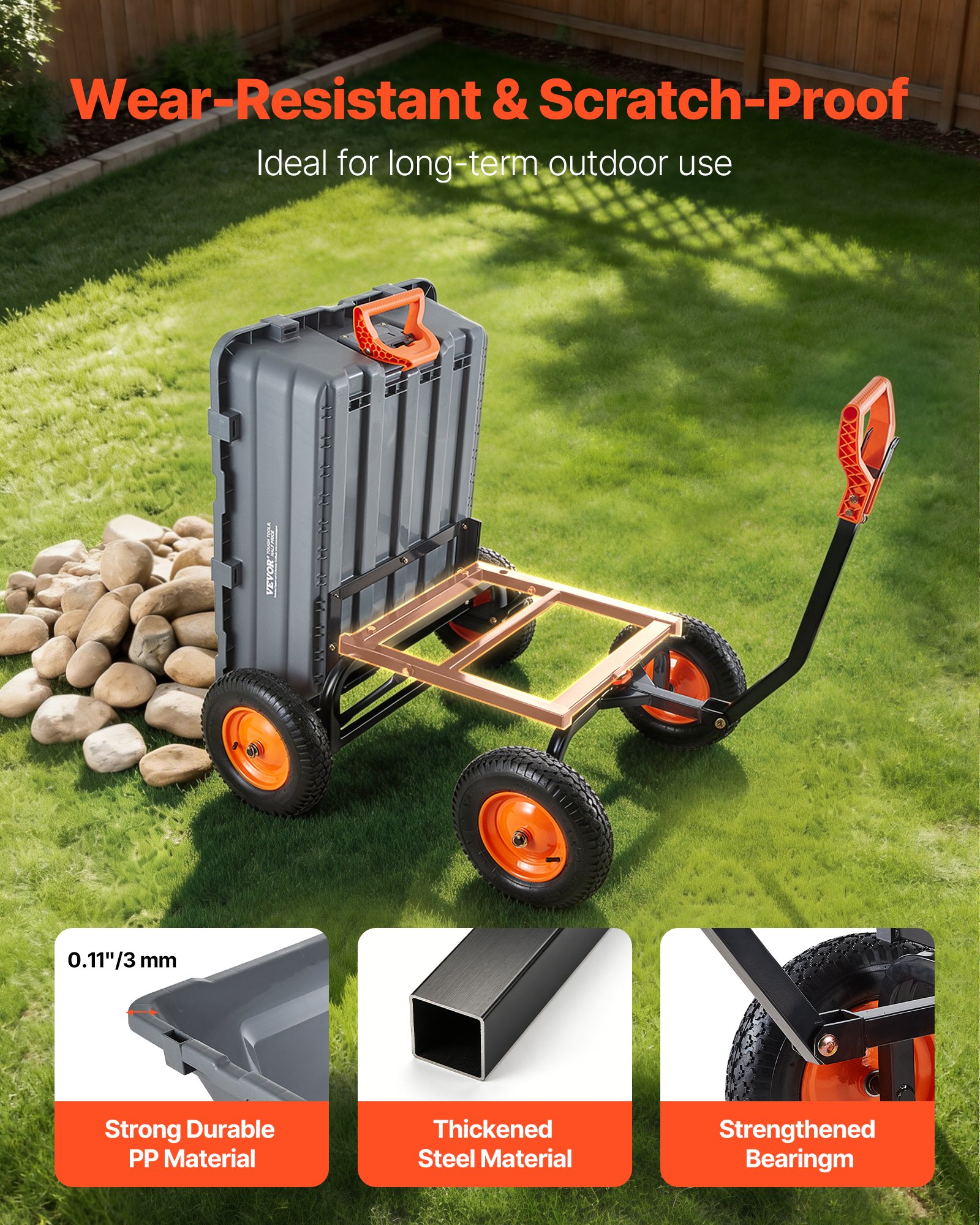 Main product image of Garden Dump Cart, 1500 Lbs Poly Bed, 90-Degree Dump, Adjustable Handle