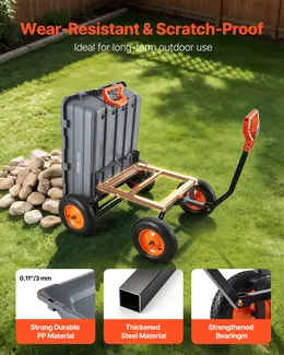 Product image of Garden Dump Cart, 1500 Lbs Poly Bed, 90-Degree Dump, Adjustable Handle