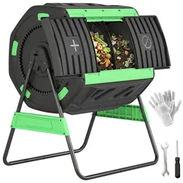 Product image of 53 Gal Dual Chamber Tumbling Composter with Adjustable Vents, BPA Free, Green