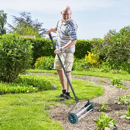 Product image of 18 Inch Rolling Lawn Aerator, Anti-slip Detachable Handle, Tine Spikes