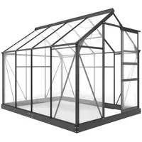 Product image of Outsunny Polycarbonate Aluminum Walk-in Greenhouse Kit, Vent Door, 6.2'x8.3'x6.6' Gray
