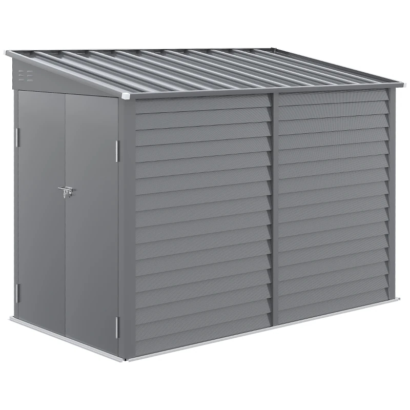 Main product image of 4.6' x 9' Gray Lean-To Metal Outdoor Storage Shed with Foundation Kit