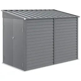 Product image of 4.6' x 9' Gray Lean-To Metal Outdoor Storage Shed with Foundation Kit