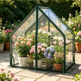 Product image of 36' x 20' x 34' Portable Greenhouse, Clear PVC Cover, PE Mat, Metal Frame