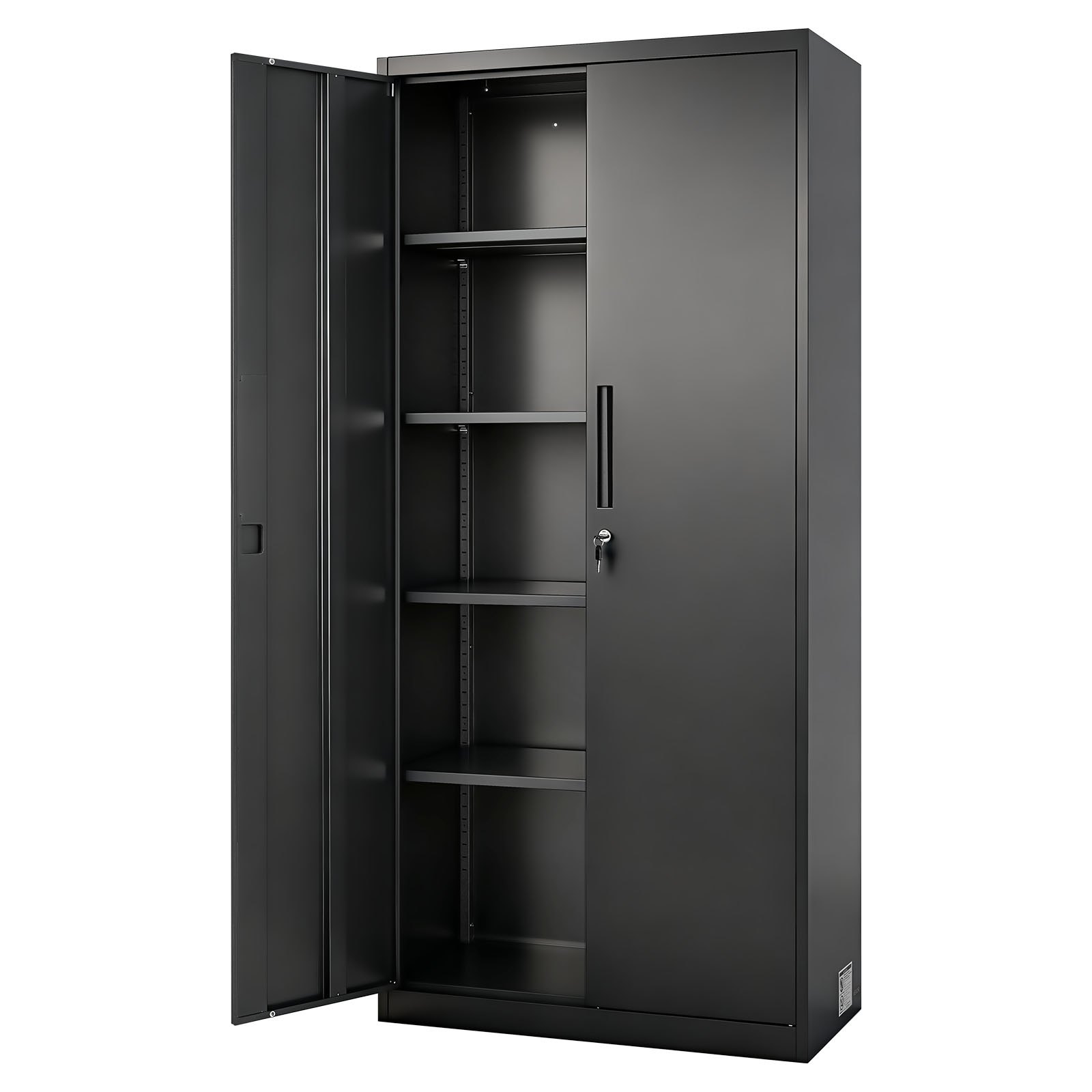 Main product image of 68.9 In Lockable Steel Storage Cabinet with 4 Adjustable Shelves, 2 Magnetic Doors, Black