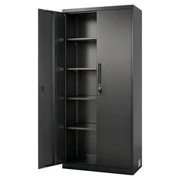 Product image of 68.9 In Lockable Steel Storage Cabinet with 4 Adjustable Shelves, 2 Magnetic Doors, Black