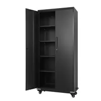 Product image of 72.6 In Rolling Steel Storage Cabinet, 4 Adjustable Shelves, 2 Magnetic Doors, Lockable