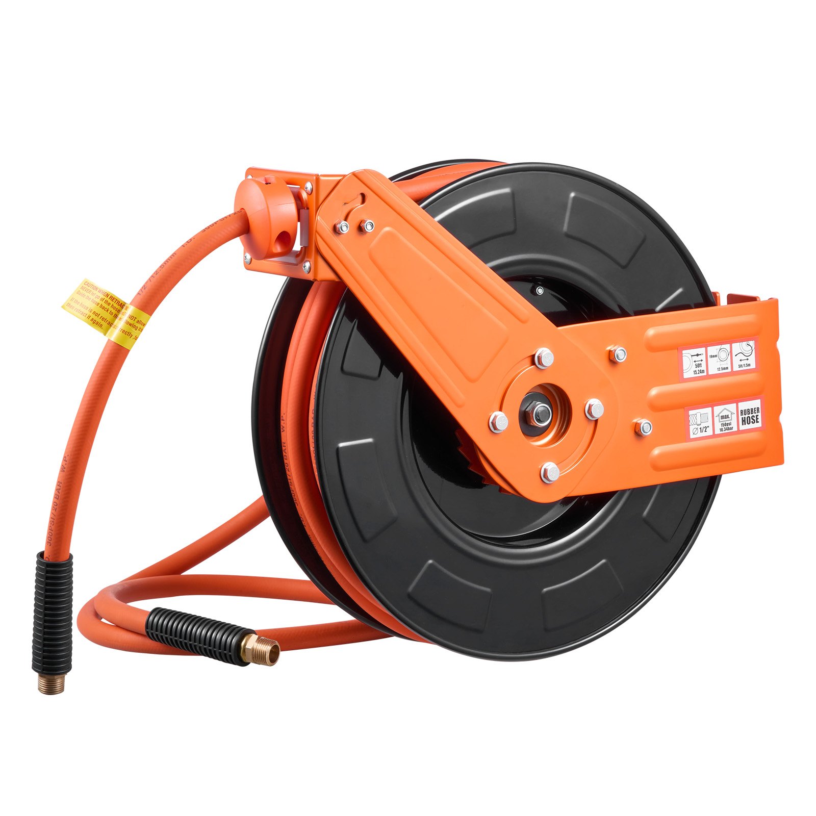 Main product image of Retractable Air Hose Reel, 1/2 Inch x 65 FT Rubber, 300 PSI, Auto Rewind, 5 FT Lead-In