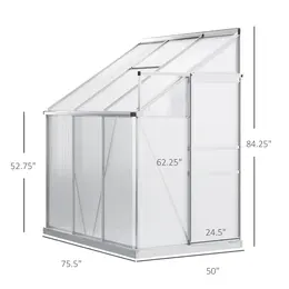 Product image of Outsunny 6'x4' Aluminum Lean-to Greenhouse, Polycarbonate, Roof Vent, Sliding Door