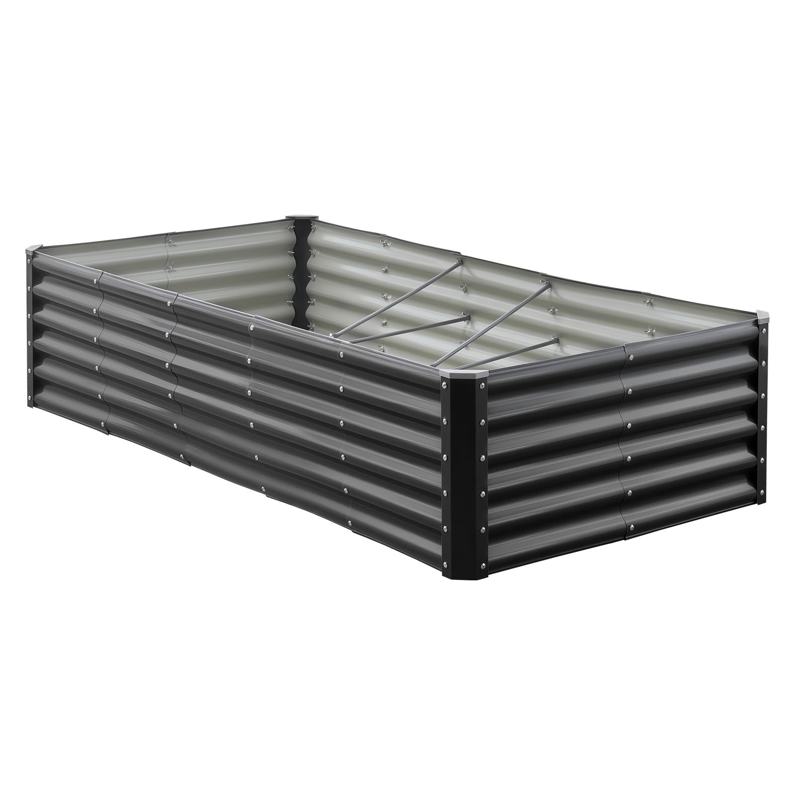 Main product image of Metal Raised Garden Bed, 6 x 3 x 1.4 ft, Galvanized, Open Bottom, Dark Gray